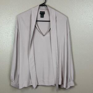 Rachel Zoe Taupe Tie Front Blouse, Size Large